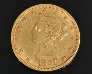 1881 LIBERTY HEAD $10 GOLD COIN | VG