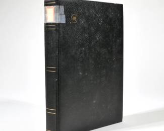 GREAT BRITAIN STAMP COLLECTION | A British stamp collection with stamps for 19th and 20th century stamps, including Great Britain #1 & #2 (used, 1840), #3, and other early stamps, with early Indian stamps, Jamaican stamps, Papau stamps, early Canadian, Newfoundland, South Africa, and other early stamps - l. 9.75 x h. 12.5 in.

