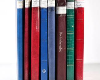 (8pc) PITCAIRN ISLANDS & OTHER STAMPS | A collection of British territory stamps, including Pitcairn Islands, Ascension Islands, Tristan de Cunha, and South Georgia, housed in mostly-full albums, comprising: three albums of Pitcairn Islands stamps dating from 1946, many unused, including stamps commemorating the Royal Wedding and other contemporary stamps; two albums of Tristan de Cuhna stamps, dating from 1952 to contemporary; two albums of Ascension Islands stamps, including from the 1920s, 1930s, and later, including Princess Diana commemorative stamps; and an album of South Georgia stamps from the 1960s to more contemporary - l. 9 x h. 12 in. (ea. approx.)
