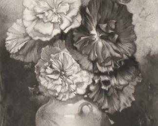 JAMES D. SMILLIE (AMERICAN, 1833-1909) | Double Hollyhocks, 1889. Etching/mezzotint and drypoint
Plate 8.75 x 6 in. Pencil signed lower right - w. 11.25 x h. 16.25 in. (sheet)
