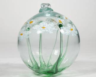 (ATTRIB) ROBER HELD (B. 1943) OVERSIZED BLOWN GLASS FLOWER ORNAMENT | dia. 6 in.