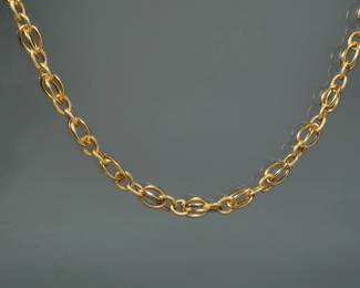 18K GOLD CHAIN | 18k yellow gold chain with alternating textured hollow links, stamped "750" on the clasp 41.1g - l. 33.5 in.
