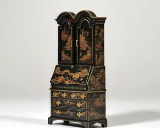 POLLIE SIMPSON CHINOISERIE DOLLHOUSE MINIATURE | Secretary desk, signed on verso and dated May 1980 - l. 1.75 x w. 3.5 x h. 7.25 in.