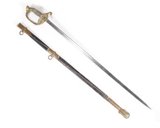 AMERICAN NAVAL OFFICER'S SWORD W/ SHAGREEN GRIP | l. 39 in. (Overall with scabbard)