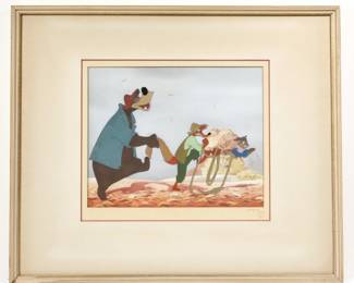 DISNEY CEL: SONG OF THE SOUTH (1946) | An original celluloid drawing from the 1946 Walt Disney Production of "Song of the South", signed on the mat lower right, with Courvoisier Galleries, San Francisco label on verso; sight 8 x 10 in. - w. 18.75 x h. 15.75 in.
