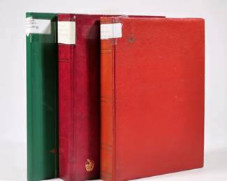 (3pc) BRITISH ANTARCTIC TERRITORY STAMP ALBUMS | A collection of stamps from the British Antarctic Territory housed in a stamp album, including stamps from the 1970s to contemporary, including full sheets of stamps, the album appearing well-filled; plus a G&K stamp album and a third (green) album, each with a few filled pages - l. 9 x w. 2 x h. 12 in. (largest)
