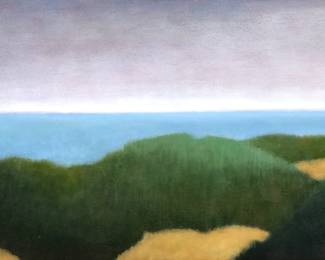 JOAN DIAMANT (AMERICAN, 1924-2015) | Sea Grass. Oil on canvas. 10 x 20 in., stretcher. Signed lower right, signed and titled on verso, in a gilt frame - l. 23 x h. 13 in. (frame)
