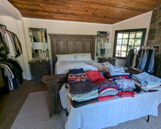 Master bedroom - CAL King bed set, glass lamps, mirrors