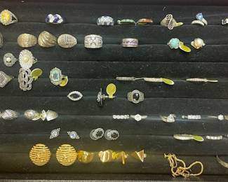 Various Sterling Silver & CZ Diamond rings