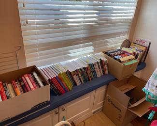 Just a sample of cookbooks to be found in kitchen and basement