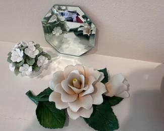 White rose Capodiamonte flower, Aynsley fine bone china 