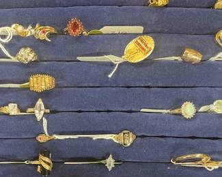 Various Gold rings, Synthetic Spinel, Topaz, Garnet, etc...