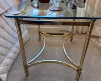 Lovely vintage brass leg with glass top accent table