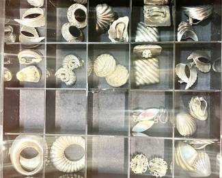 Tray full of Sterling Silver Earrings