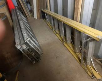 Scaffolding metal planks and ladders