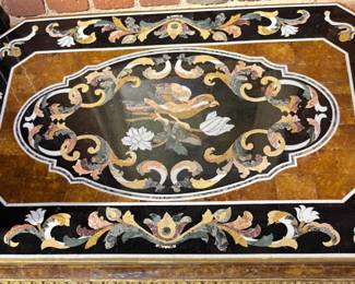 Tuscan style center table top, birds and soft earth tone colors. 