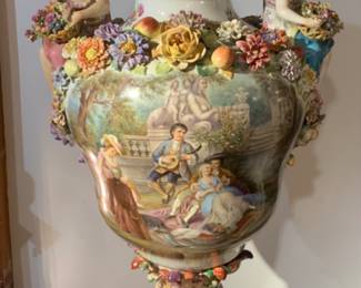 Monumental Signed Dresden urn, Ca. 1920 42h x 19w x 15d