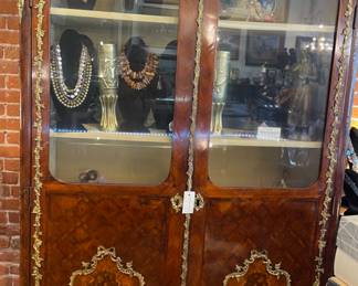 Napoleon III Gild Bronze Mounted Parquetry Inlay Kingwood Vitrine 90h x 55l x 25d