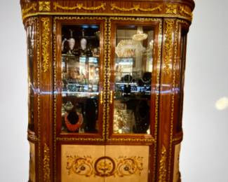 Custom Louis XV Inspired Solid Wood Vitrine 72"l x 20"w x  84"h