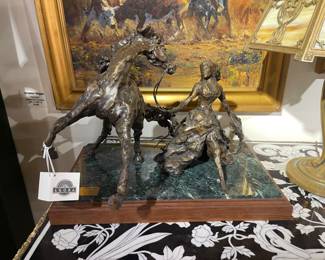 Tracy Gaan signed and number 10 of 35  bronze sculpture "Barefoot in the Park" measuring 21"l x 17"w x 17"h