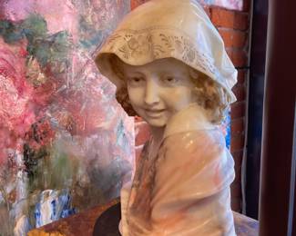 Alabaster Bust, 16"h x 14"l x 7"d