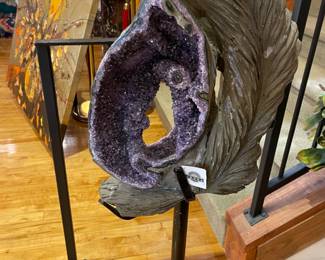 Amethyst Sculpture from Urguguay Stalactites on stand measures 36h x 9w