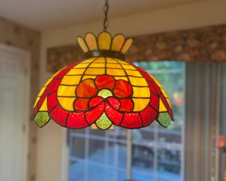 Vintage stained glass light fixture. Come get it! $125.00 Available for pre-sale.