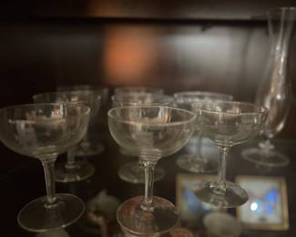 Vintage champagne coups with the monogram "B".