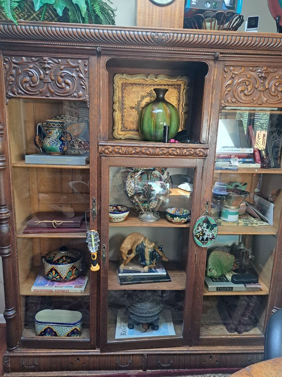 Antique Carved Triple Door Bookcase (came from School for the Deaf in Cave Springs)