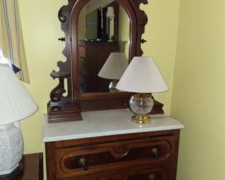 Antique Marble Top Eastlake Style Dresser w/Mirror