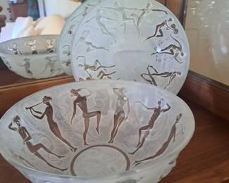 Antique Consolidated Patient Bowl and Plate (circa 1928) "Dancing Nymph" French