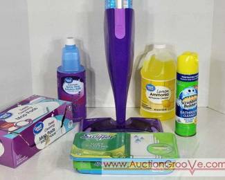 Swiffer WetJet, Refill, Partial Refill, open pack of mop pads, unopened Swiffer Wet Cloths.