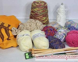 Yarn, Knitting Needles and A Bag to Carry them in