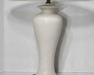 14 White Vintage Crackel Lamp with Brass Metal Symbol Shade