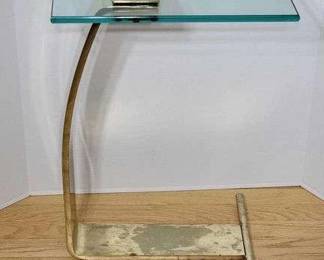 Vintage Brass and Swivel Glass Top Side Table