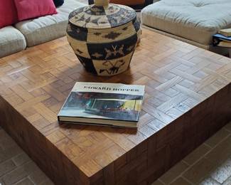 Fantastic large custom parquet cocktail table!