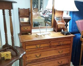 Antique Dresser W/Mirror & Glove Boxes
