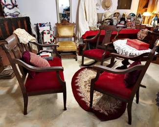 Velvet Setee, Chair, & Rocker