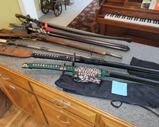 Antique swords, knife, authentic Samarai swords...
