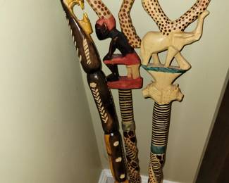 Hand carved walking sticks