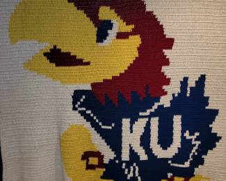 One of a kind Jayhawk afghan
