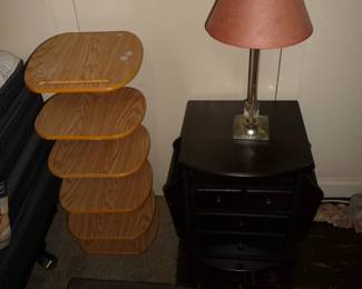 shelving / lamp / small chest