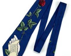 FORNASETTI Love Letter Silk Tie Featuring Long-stemmed Red Roses

