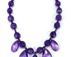 JOAN RIVERS Large Purple Faceted Teardrop Beads Adjustable Bib Necklace
