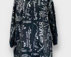 MPDW Black Raincoat with Hood and Graffiti Print
