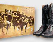 Lucchese Vintage Leather Burgundy Cowboy Boots, Size 13
