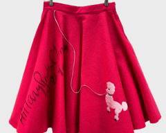 HILLARY RODHAM CLINTON SIGNED UNBRANDED Vintage Pink Felt Poodle Skirt. 10-21-94. Sz 29 Waist.
