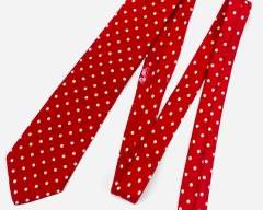 BURBERRY'S OF LONDON Red Silk Polka Dot Tie
