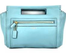 COACH Medium Handbag in a Soft Powder Blue with Zipper and Handles
