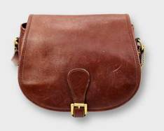 COACH Vintage Brown Leather Saddle Bag W/ Gold Hardware
